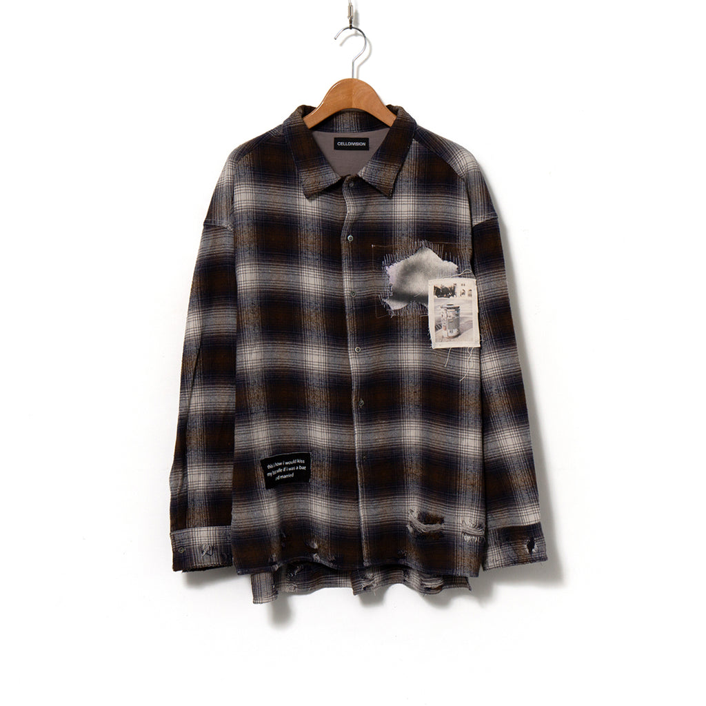 Damaged Check Shirts / Black