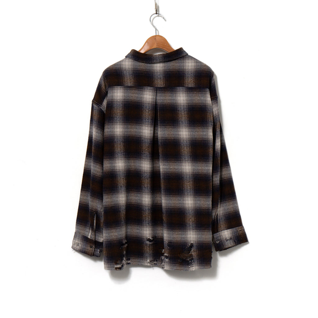 Damaged Check Shirts / Black