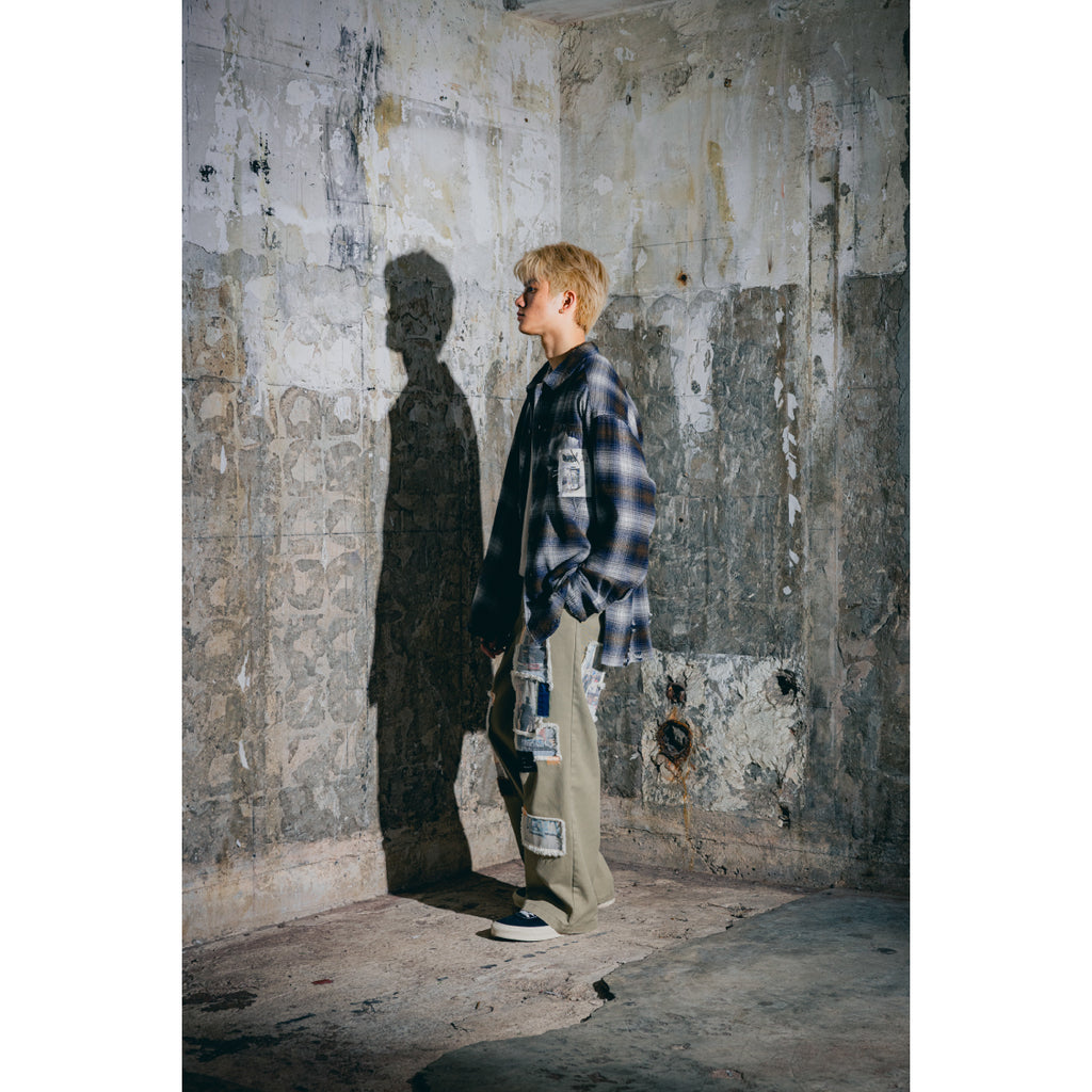 Damaged Check Shirts / Black