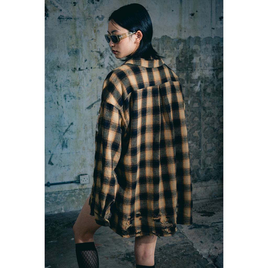Damaged Check Shirts / Black