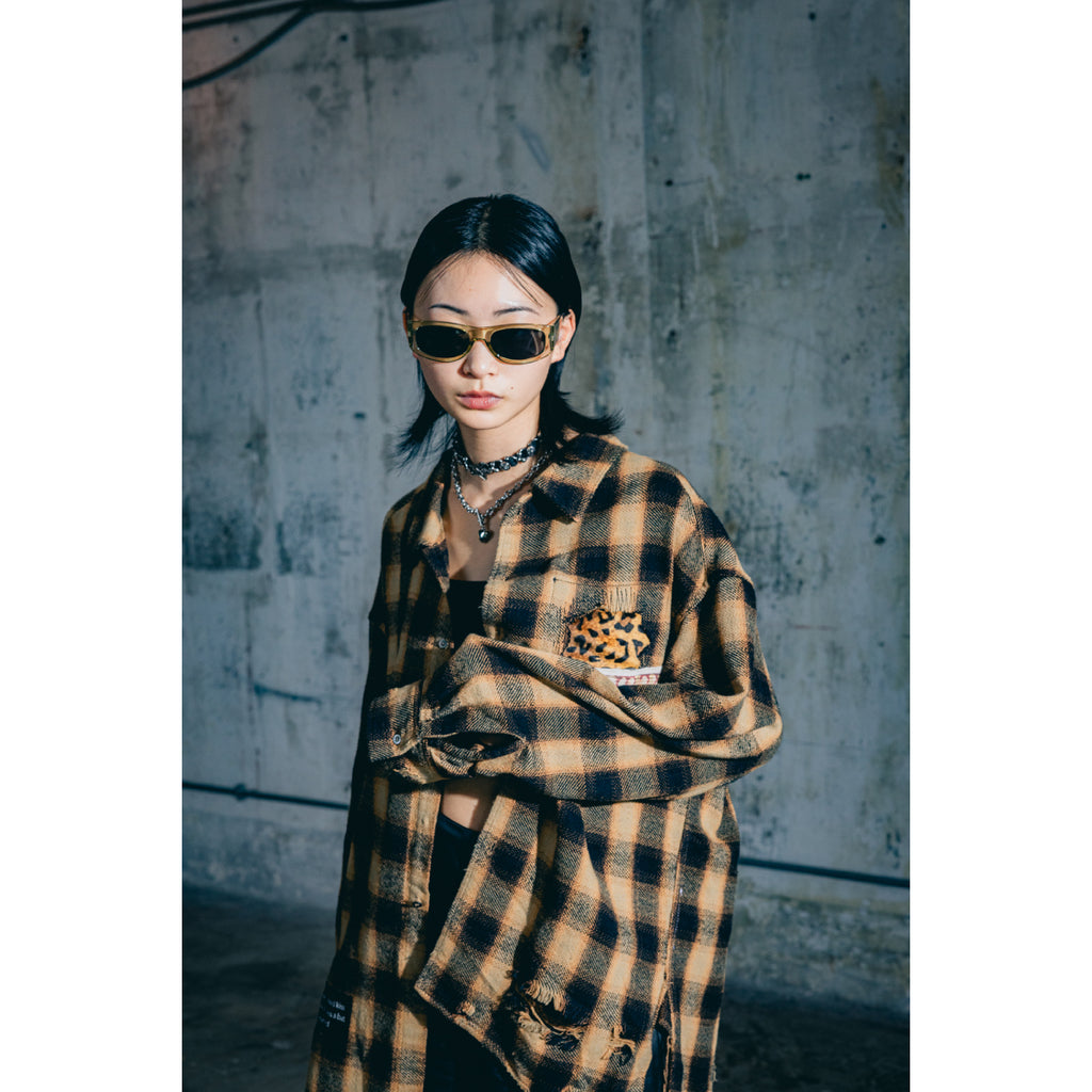 Damaged Check Shirts / Black
