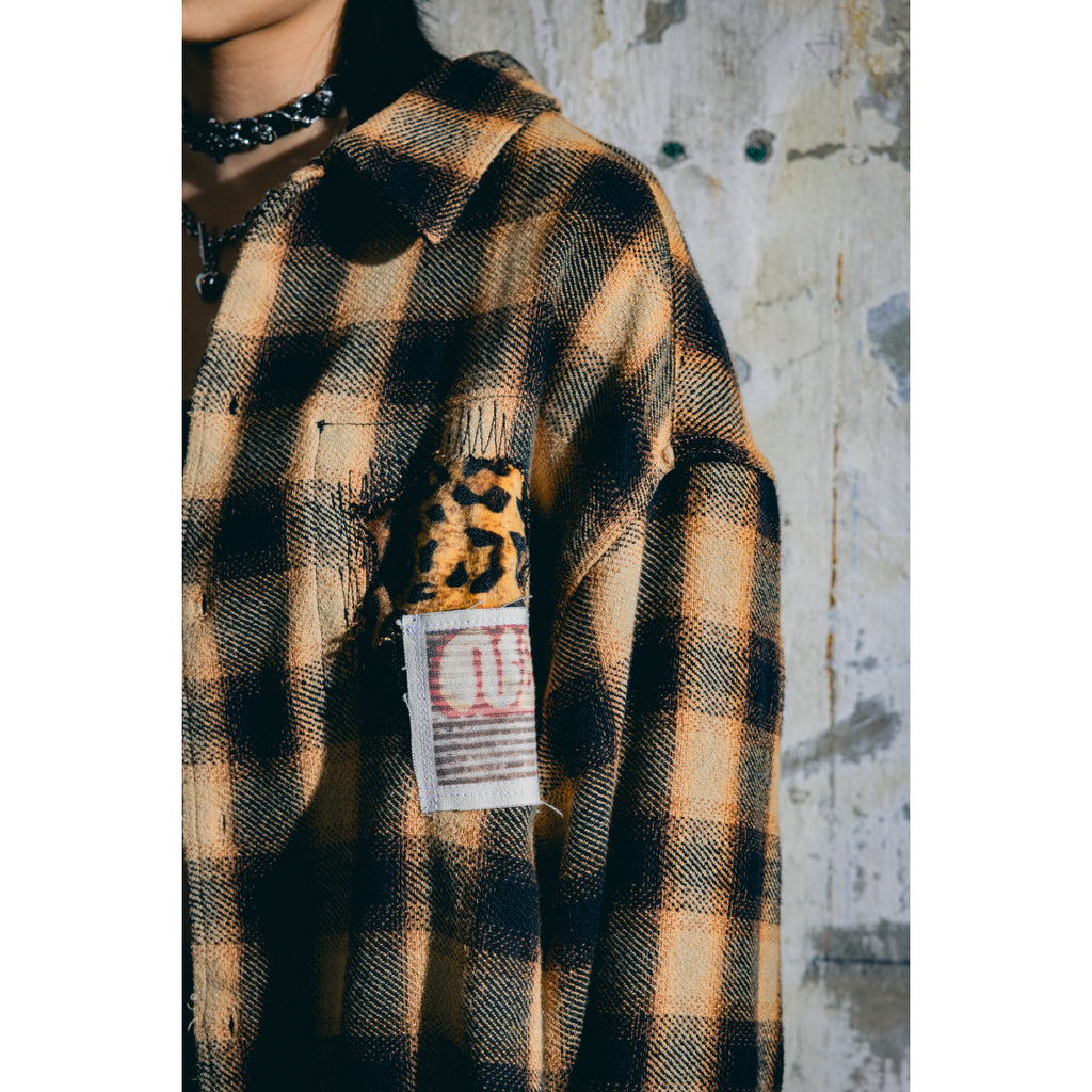Damaged Check Shirts / Black