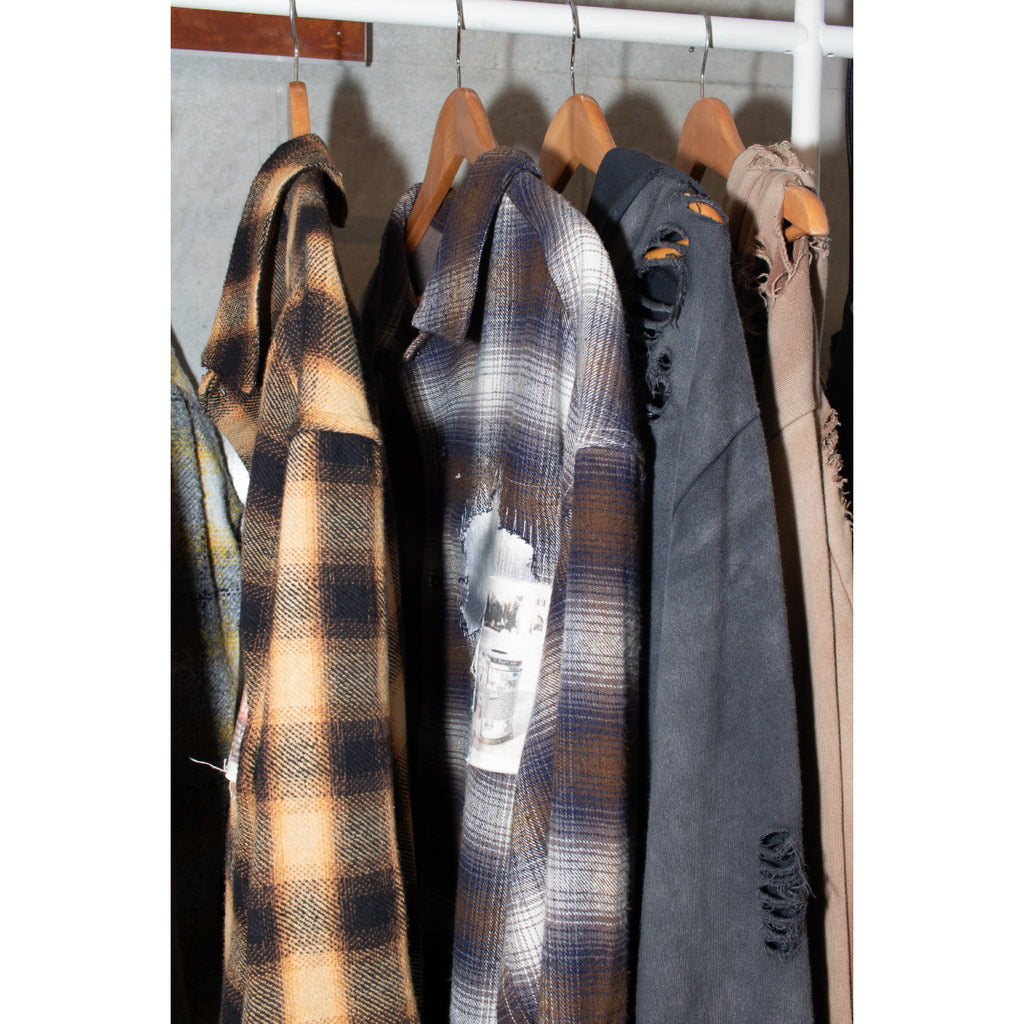 Damaged Check Shirts / Black